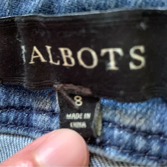 Talbots Blue Denim Mini Jean Skirt with Button and Zip Closure Size 8 - Picture 3 of 8